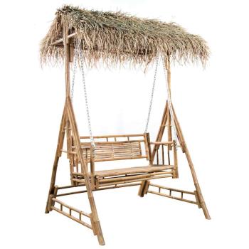 Hollywoodschaukel mit Palmblättern und Kissen 202 cm Bambus