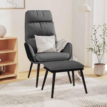 ARDEBO.de - Relaxsessel mit Hocker Hellgrau Stoff und Kunstleder