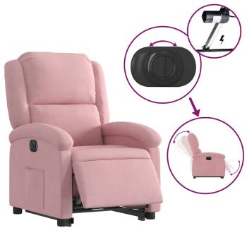 Relaxsessel mit Aufstehhilfe Elektrisch Rosa Samt