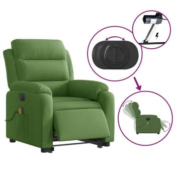 Massagesessel mit Aufstehhilfe Elektrisch Hellgrün Samt