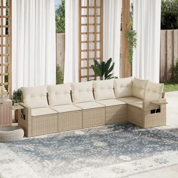 ARDEBO.de - 6-tlg. Garten-Sofagarnitur mit Kissen Beige Poly Rattan