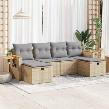 ARDEBO.de - 6-tlg. Garten-Sofagarnitur mit Kissen Beige Poly Rattan