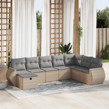 ARDEBO.de - 8-tlg. Garten-Sofagarnitur mit Kissen Beige Poly Rattan