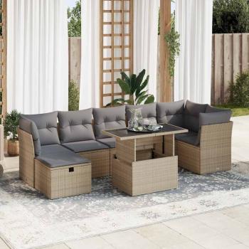 ARDEBO.de - 8-tlg. Garten-Sofagarnitur mit Kissen Beige Poly Rattan