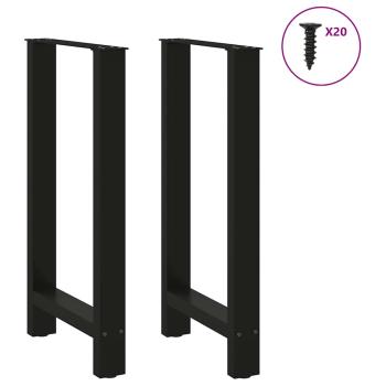 Bartischbeine Schwarz 2 Stk. 40x(90-91) cm Stahl