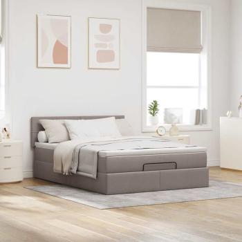 Ottoman-Bett mit Matratze Taupe 140x200 cm Stoff