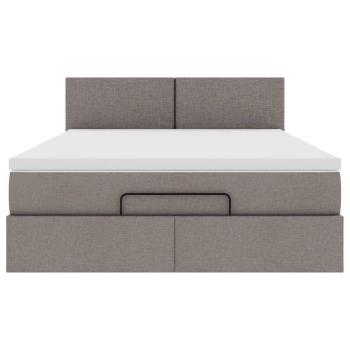 Ottomane Bett mit Matratze & LEDs Taupe 140x200 cm Stoff