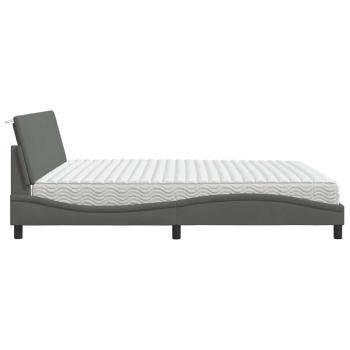 Bett mit Matratze "Hanko" Dunkelgrau 200x200 cm Stoff