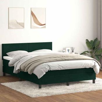 ARDEBO.de - Boxspringbett mit Matratze & LED Dunkelgrün 160x220 cm Samt