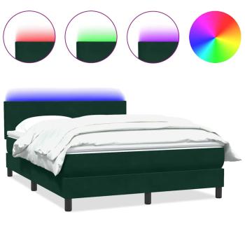 Boxspringbett mit Matratze & LED Dunkelgrün 160x220 cm Samt