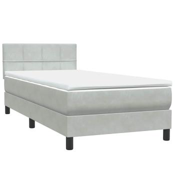 Boxspringbett mit Matratze & LED Hellgrau 90x220 cm Samt