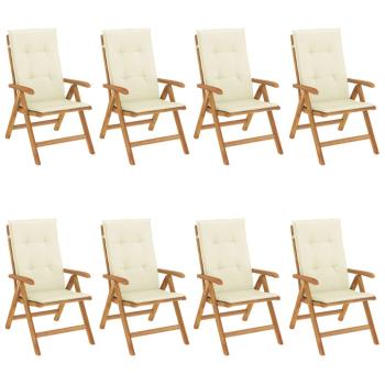 Klappst?hle Verstellbar mit Auflagen 8 Stk. Massivholz Teak