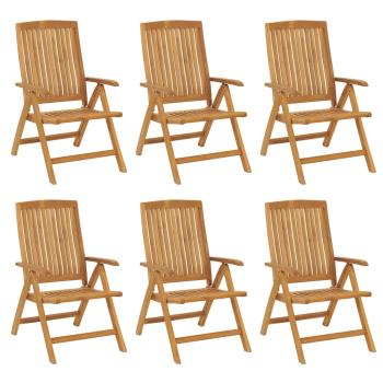 6-teiliges Set aus massivem Teakholz mit verstellbaren Klappstühlen und Kissen