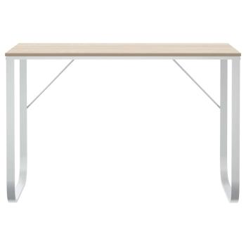 Computertisch Weiß und Eiche-Optik 110x60x73 cm Holzwerkstoff