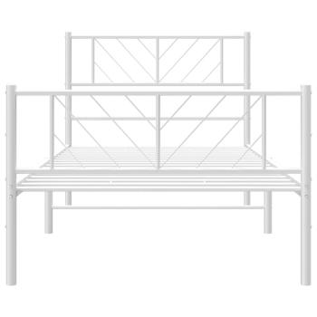 Bettgestell mit Kopf- und Fußteil Metall Weiß 100x200 cm