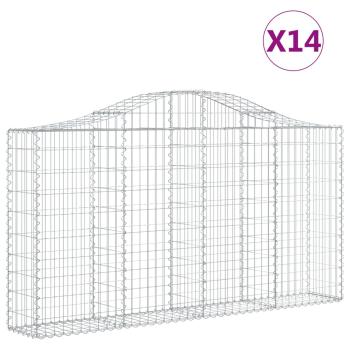 Gabionen mit Hochbogen 14Stk. 200x30x100/120cm Verzinktes Eisen