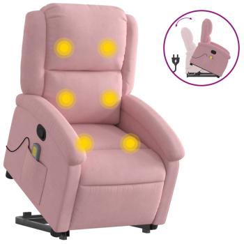 Massagesessel mit Aufstehhilfe Rosa Samt