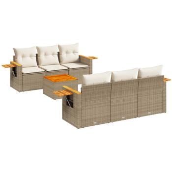 Patio Sofa Set 6-Sitzer Beige and Cream