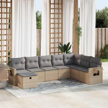 ARDEBO.de - 8-tlg. Garten-Sofagarnitur mit Kissen Beige Poly Rattan
