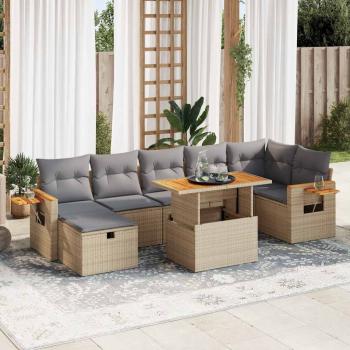 ARDEBO.de - 5-tlg. Garten-Sofagarnitur mit Kissen Beige Poly Rattan