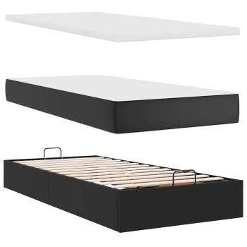 Ottoman-Bett mit Matratzen Schwarz 160x200 cm Kunstleder