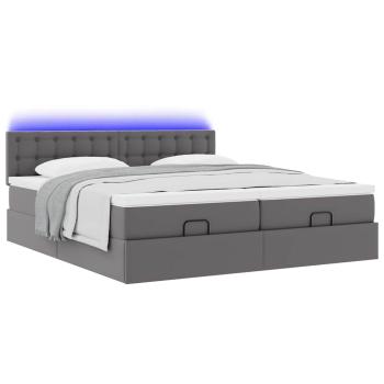 Ottoman-Bett mit Matratzen & LEDs Grau 160x200 cm Kunstleder