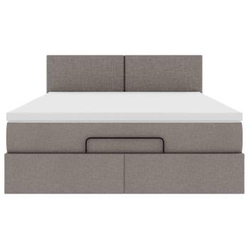 Ottoman-Bett mit Matratze Taupe 140x200 cm Stoff