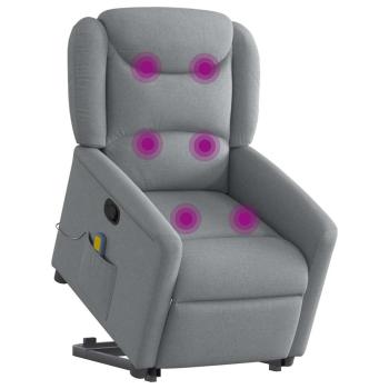 Massagesessel mit Aufstehhilfe Hellgrau Stoff