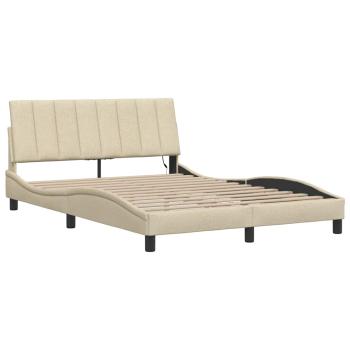 Bettgestell ohne Matratze "Hanko" Creme 140x190 cm Stoff