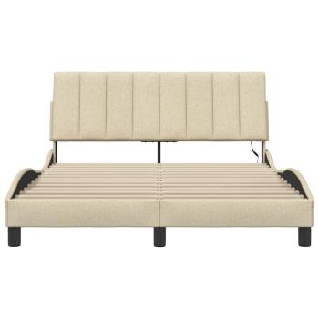Bettgestell ohne Matratze "Hanko" Creme 140x190 cm Stoff