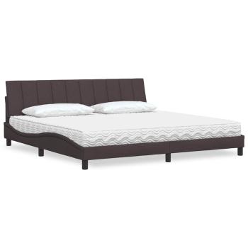 ARDEBO.de - Bett mit Matratze "Hanko" Dunkelbraun 200x200 cm Stoff
