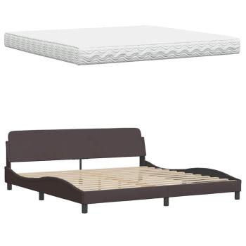 Bett mit Matratze "Hanko" Dunkelbraun 200x200 cm Stoff