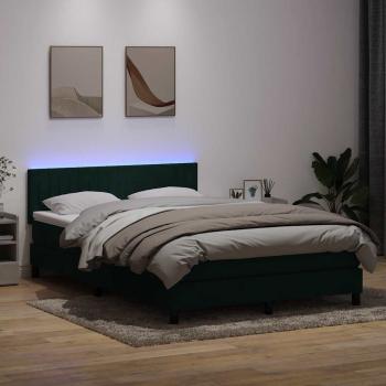Boxspringbett mit Matratze & LED Dunkelgrün 160x220 cm Samt