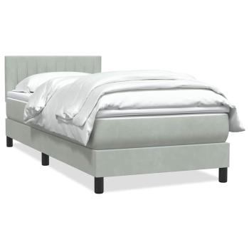 ARDEBO.de - Boxspringbett mit Matratze Hellgrau 90x220 cm Samt