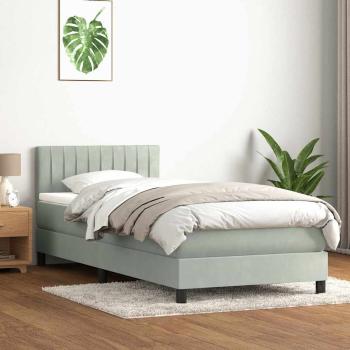 Boxspringbett mit Matratze Hellgrau 90x220 cm Samt