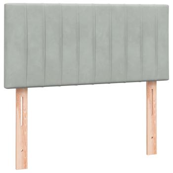 Boxspringbett mit Matratze Hellgrau 90x220 cm Samt