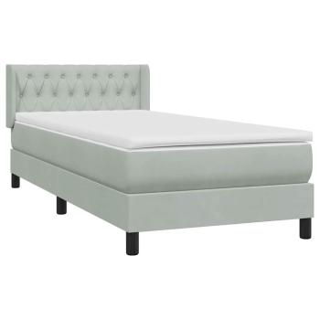 Boxspringbett mit Matratze Hellgrau 90x220 cm Samt