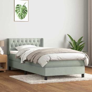 Boxspringbett mit Matratze Hellgrau 90x220 cm Samt