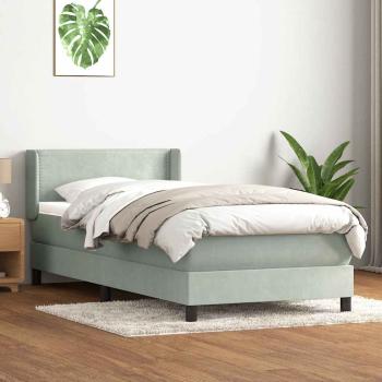 ARDEBO.de - Boxspringbett mit Matratze Hellgrau 90x220 cm Samt