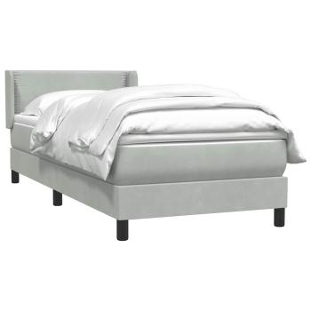 Boxspringbett mit Matratze Hellgrau 90x220 cm Samt