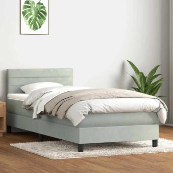 ARDEBO.de - Boxspringbett mit Matratze Hellgrau 90x220 cm Samt