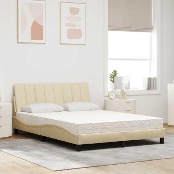 Bett mit Matratze "Hanko" Creme 140x200 cm Stoff