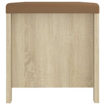 Sitzbank mit Stauraum und Kissen Sonoma-Eiche 105x40x45 cm