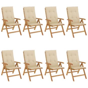 Klappst?hle Verstellbar mit Auflagen 8 Stk. Massivholz Teak