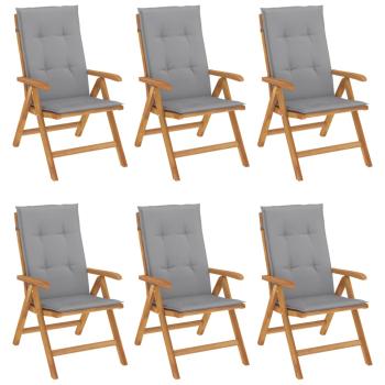 Klappst?hle Verstellbar mit Kissen 6 Stk. Massivholz Teak