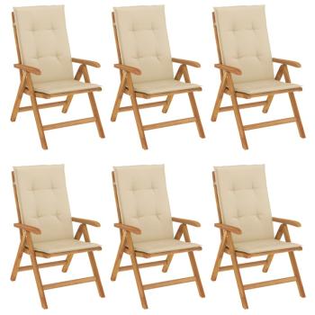 Klappst?hle Verstellbar mit Kissen 6 Stk. Massivholz Teak