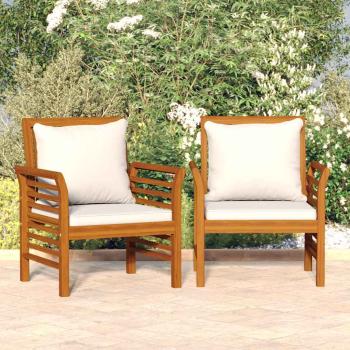ARDEBO.de - Gartensessel mit Cremeweißen Kissen 2 Stk. Massivholz Akazie