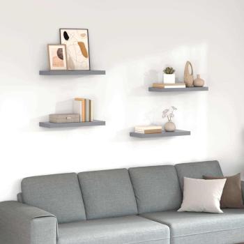 ARDEBO.de - Schweberegale 4 Stk. Grau 60x23,5x3,8cm MDF