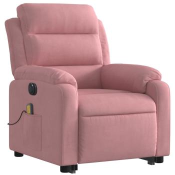 Massagesessel mit Aufstehhilfe Elektrisch Rosa Samt