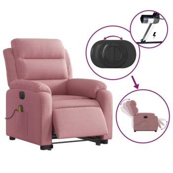 Massagesessel mit Aufstehhilfe Elektrisch Rosa Samt